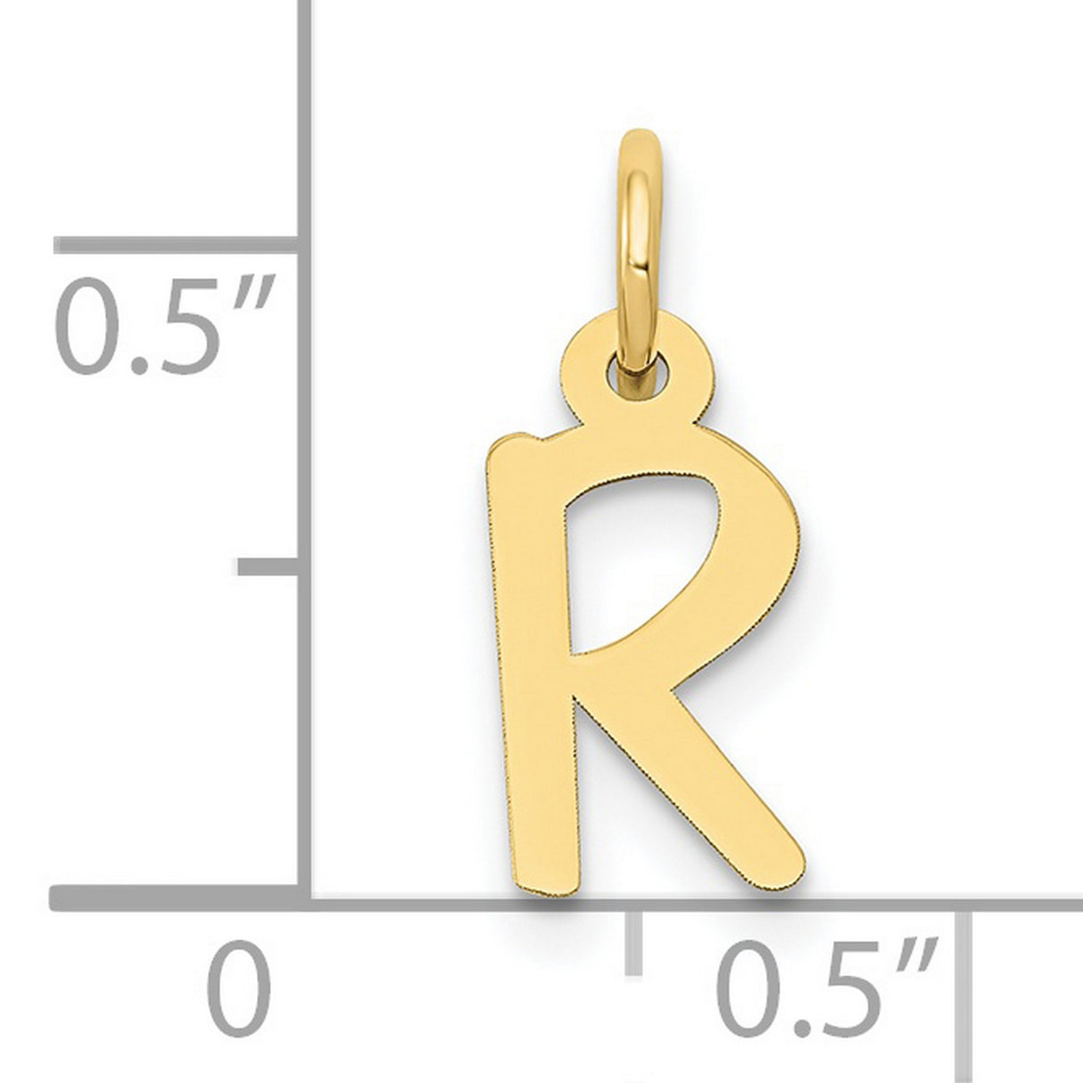 10k Yellow Gold Letter R Pendant Charm, Polished Alphabet Jewelry for Women or Unisex