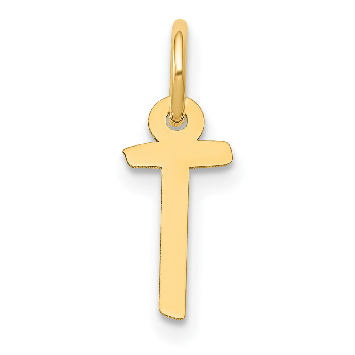 10k Yellow Gold Cross Pendant, Minimalist Polished Religious Charm for Men and Women