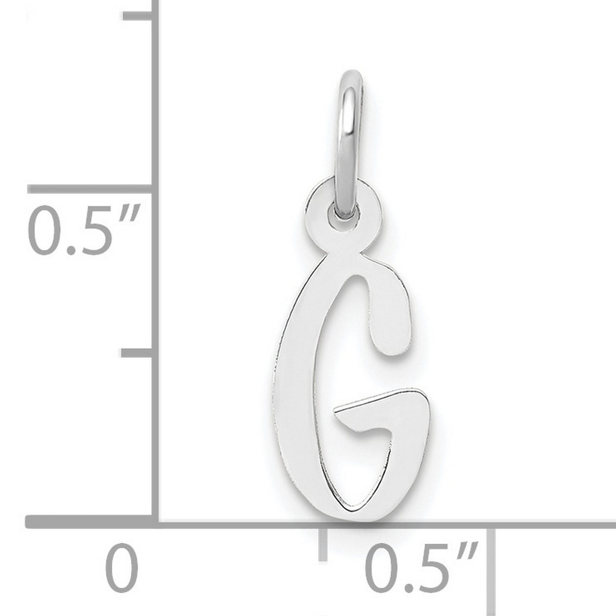 10k White Gold Letter G Pendant Charm, Script Initial Monogram Jewelry for Women