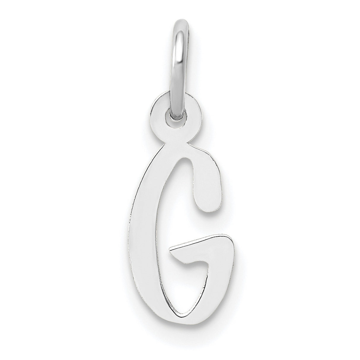 10k White Gold Letter G Pendant Charm, Script Initial Monogram Jewelry for Women