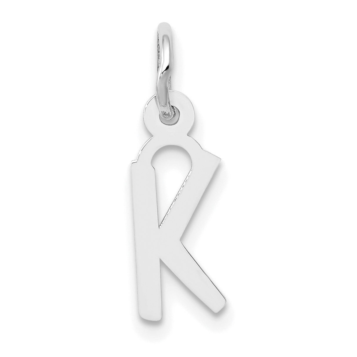 10k White Gold Letter R Pendant Charm, Sleek Minimalist Alphabet Jewelry for Women