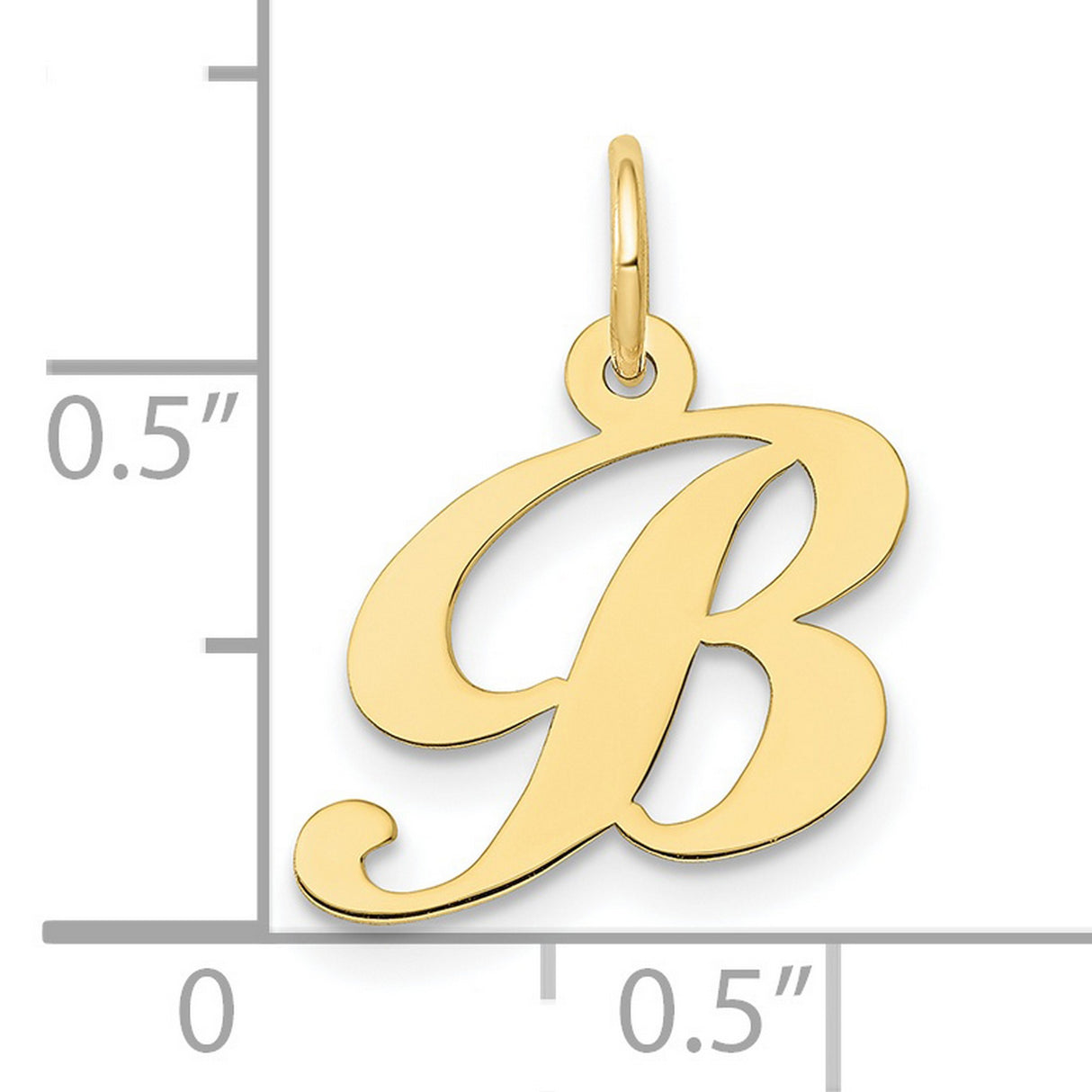 10k Yellow Gold Initial B Pendant, Script Letter Charm, Cursive Monogram Jewelry for Women