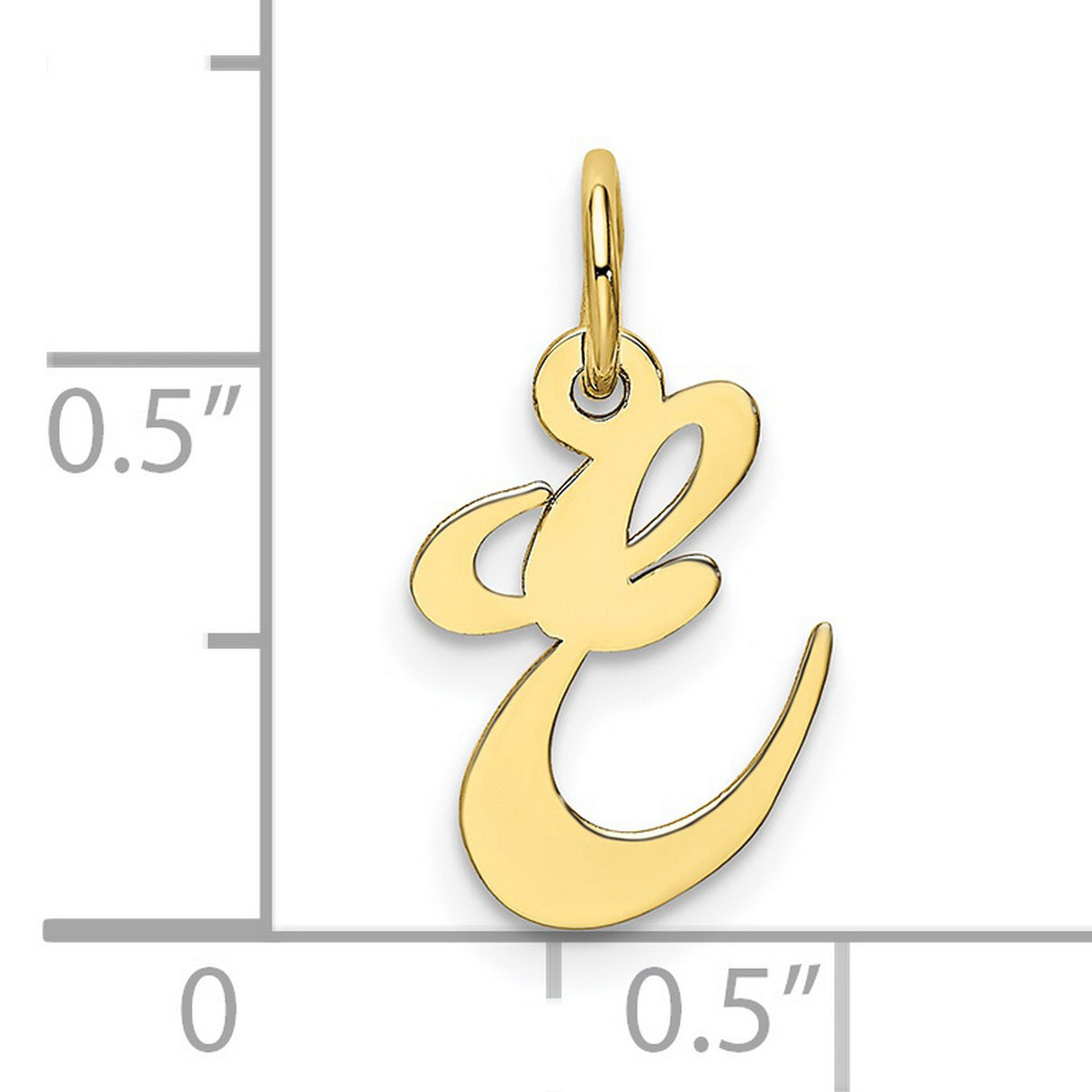 Small Fancy Script Initial E Charm Pendant in Real 10k Yellow Gold