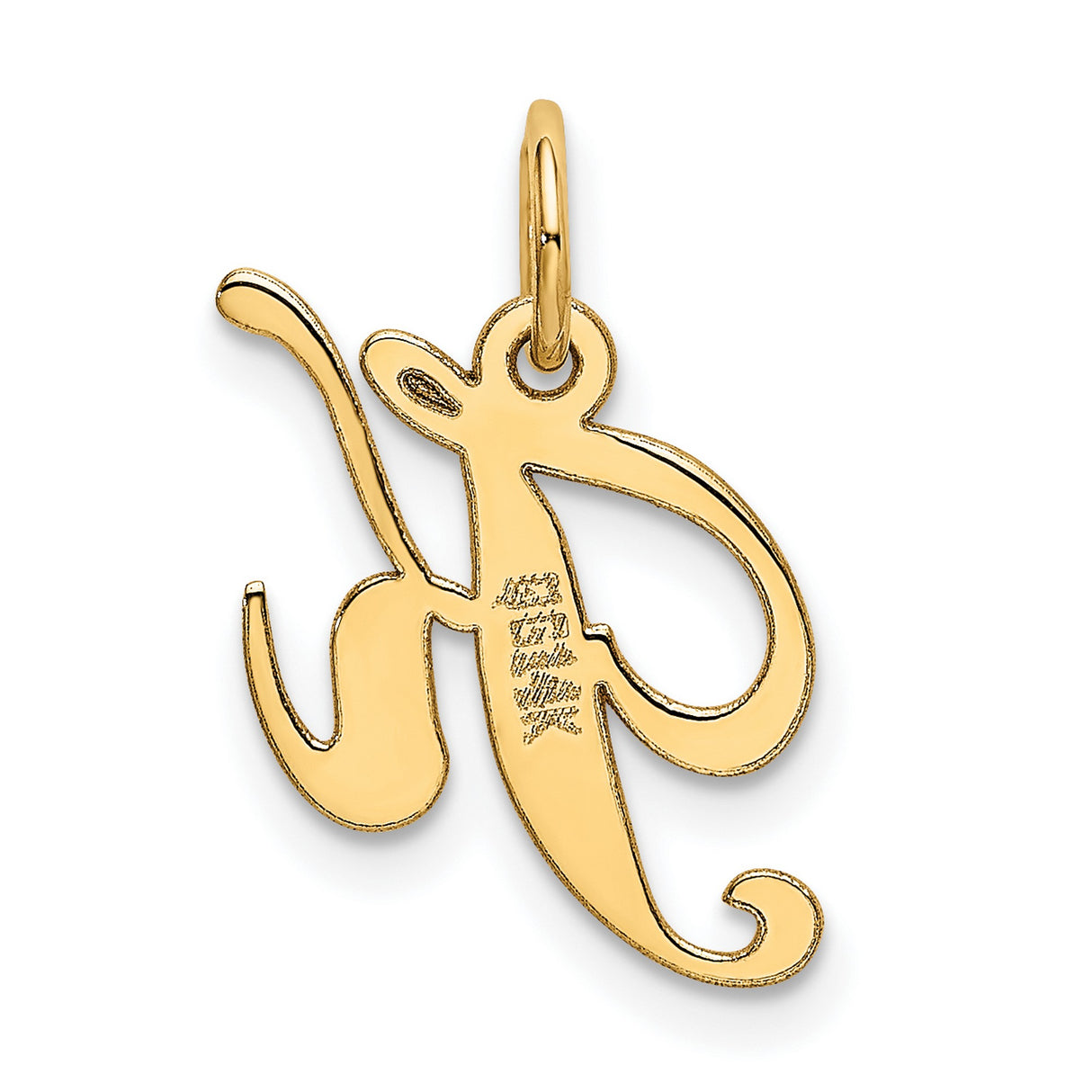 10k Yellow Gold Letter K Pendant, Script Initial Charm with Polished Finish for Women