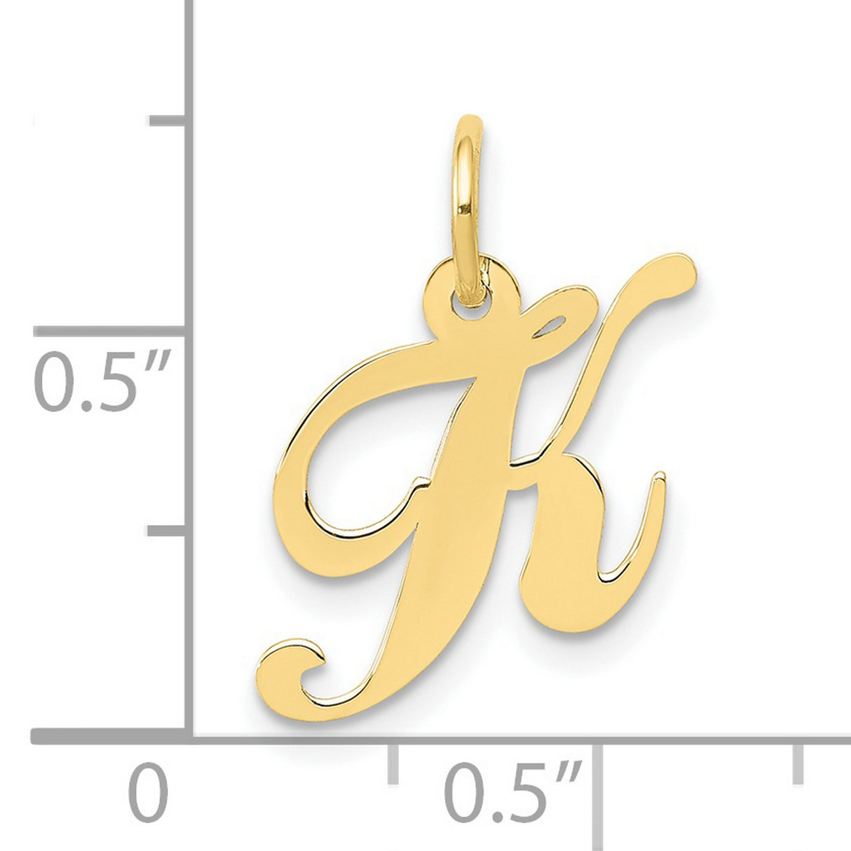 10k Yellow Gold Letter K Pendant, Script Initial Charm with Polished Finish for Women