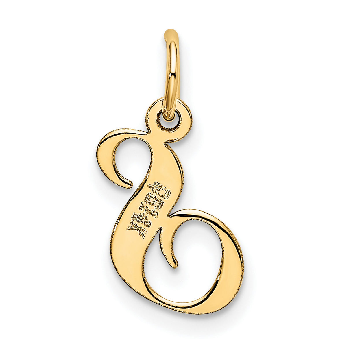 10k Yellow Gold Script Initial S Pendant, Polished Cursive Letter Charm for Women
