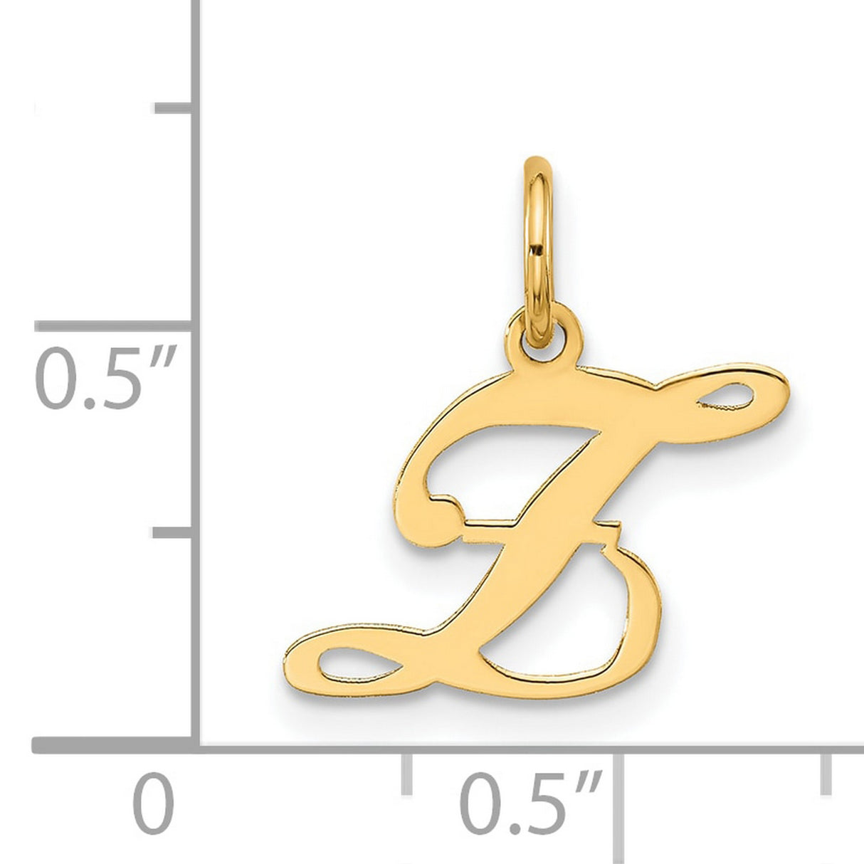 10k Yellow Gold Script F Initial Pendant Charm, Cursive Letter Design for Women