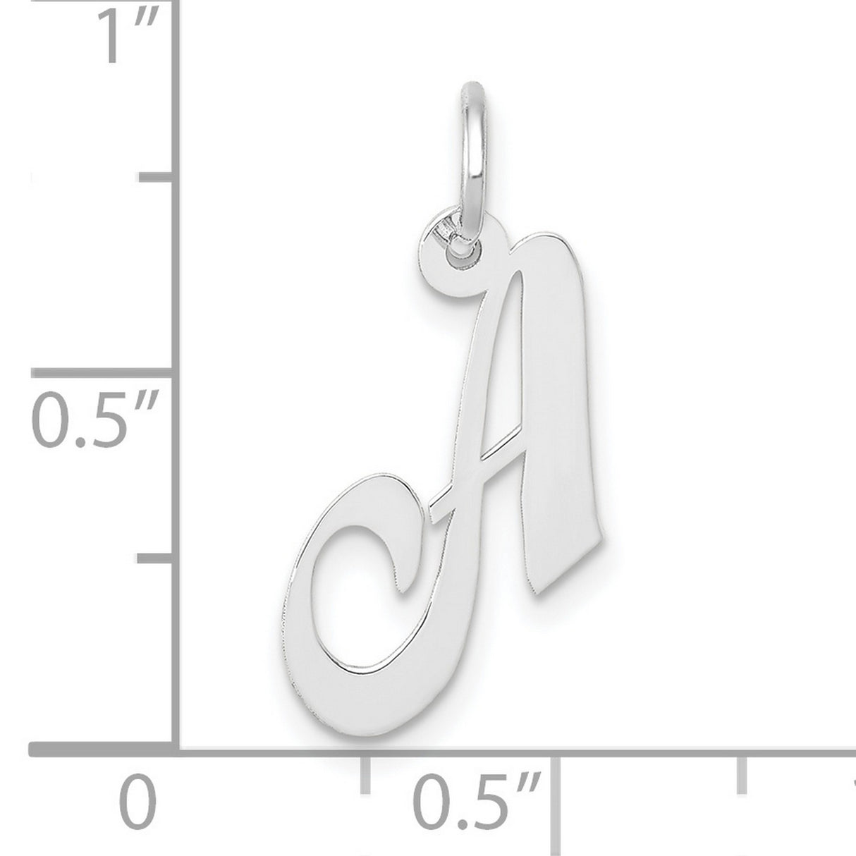 10k White Gold Initial A Pendant, Cursive Script Letter Charm, Minimalist Jewelry for Women