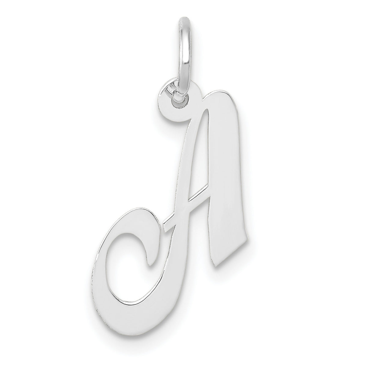 10k White Gold Initial A Pendant, Cursive Script Letter Charm, Minimalist Jewelry for Women