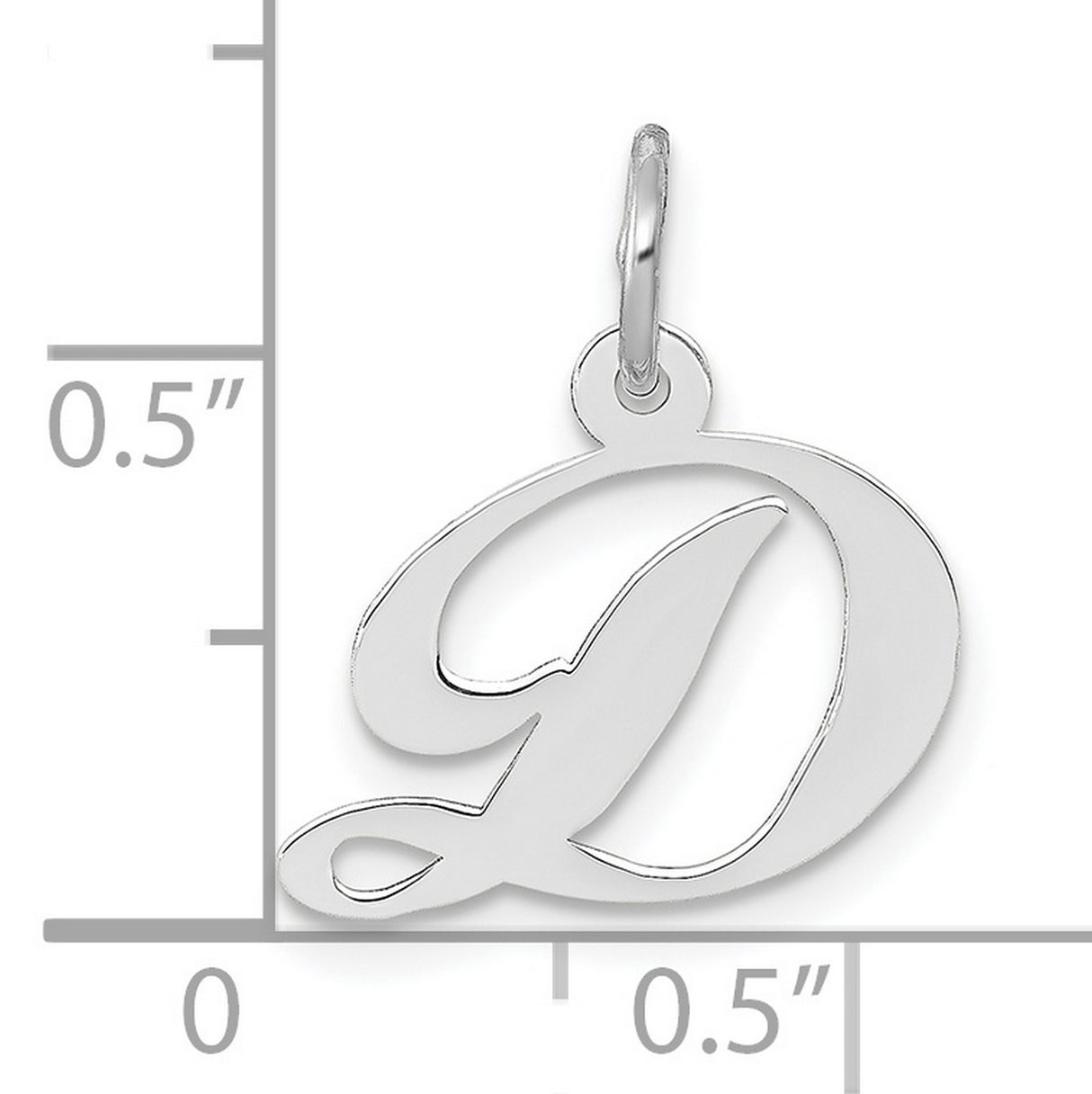 10k White Gold Script Letter D Pendant, Dainty Cursive Initial Charm for Women