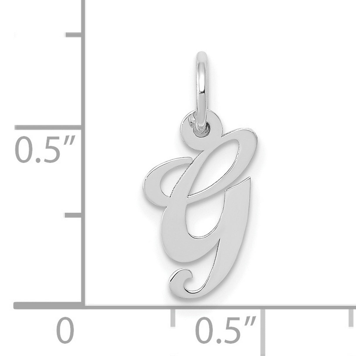 10k White Gold Letter G Pendant Charm, Polished Script Initial Jewelry for Women