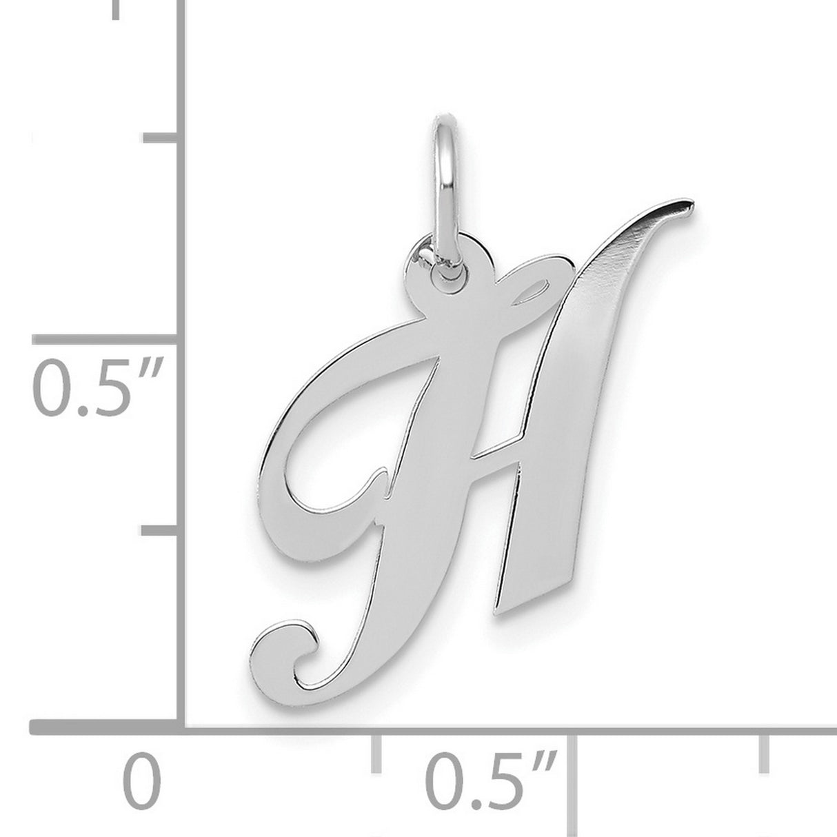 10k White Gold Initial H Pendant, Script Letter Monogram Charm for Women