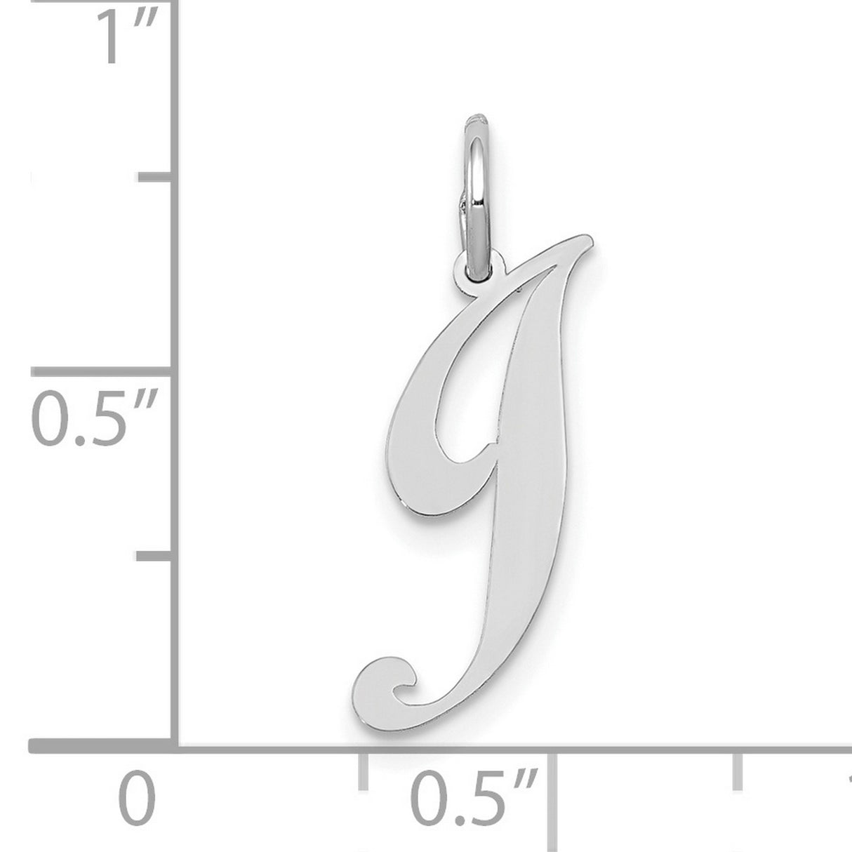 10k White Gold Initial J Pendant, Polished Script Letter Charm, Minimalist Monogram Jewelry