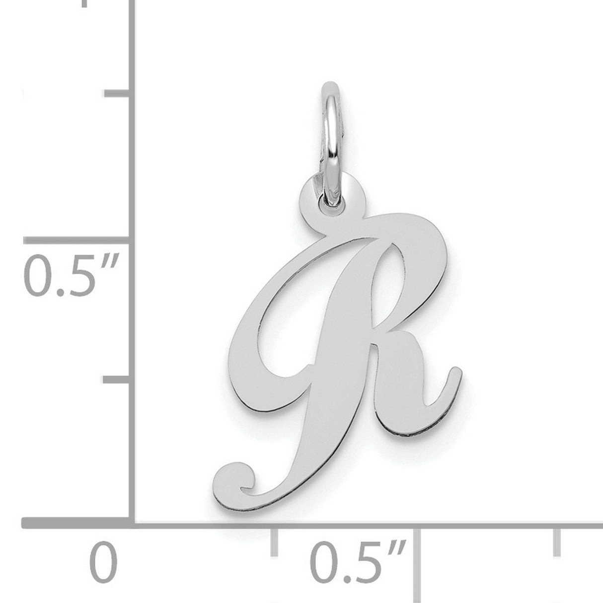 10k White Gold Initial R Pendant, Script Letter Charm, Minimalist Monogram Jewelry