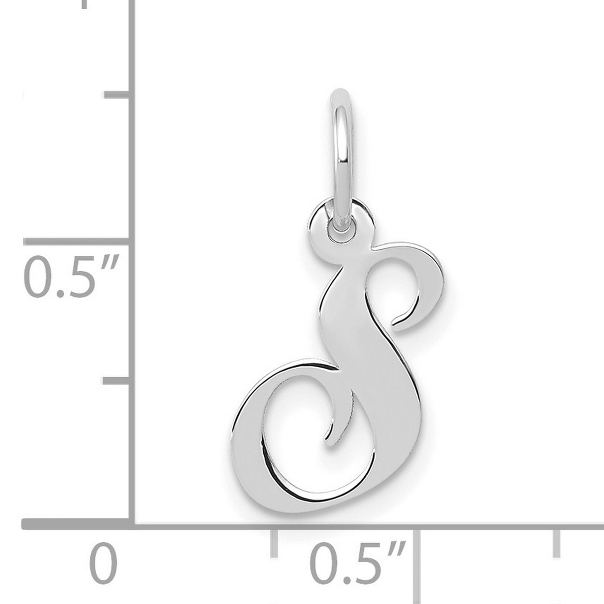 10k White Gold Script Initial S Pendant, Cursive Letter Charm Jewelry for Women