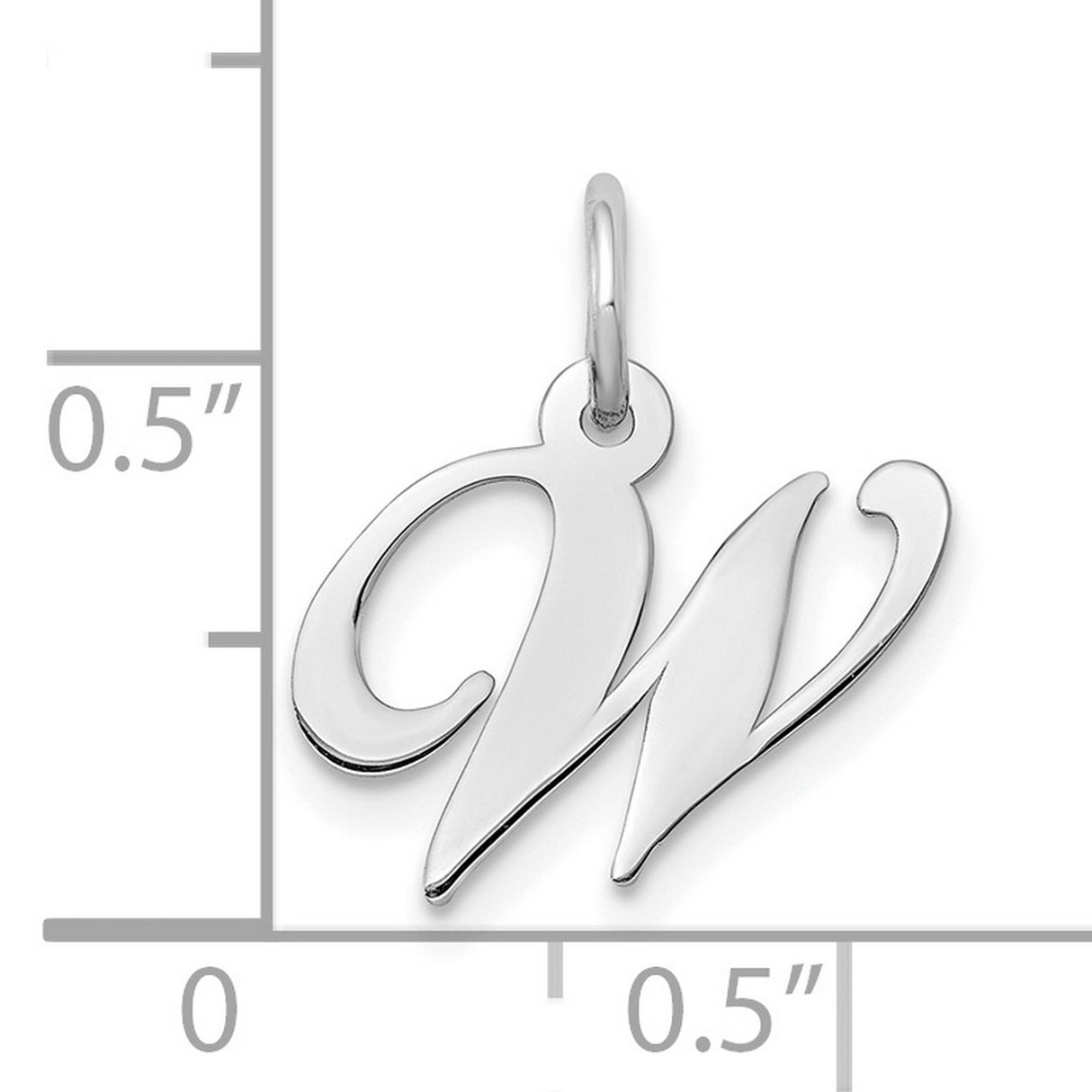 10k White Gold Initial W Pendant, Script Letter Monogram Charm for Women