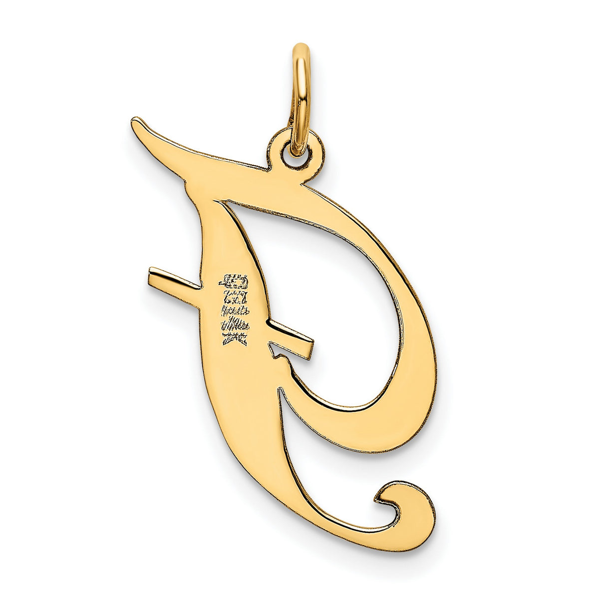 10k Yellow Gold Script Letter J Pendant, Cursive Initial Charm for Women or Unisex Wear