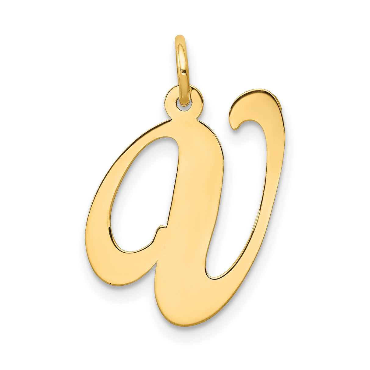 10k Yellow Gold Initial Pendant, Lowercase Script A Letter Charm, Unisex Monogram Jewelry