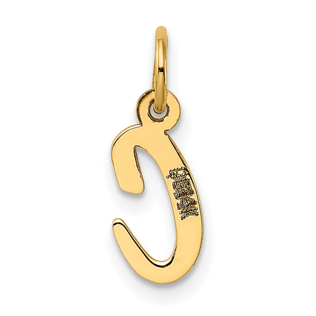 10k Yellow Gold Letter C Pendant, Polished Script Initial Charm for Women