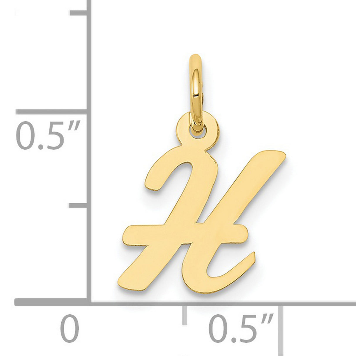 10k Yellow Gold Letter H Pendant, Script Initial Charm for Necklace or Bracelet