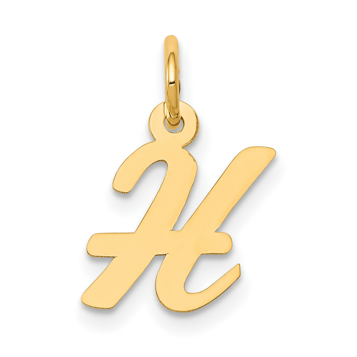 10k Yellow Gold Letter H Pendant, Script Initial Charm for Necklace or Bracelet