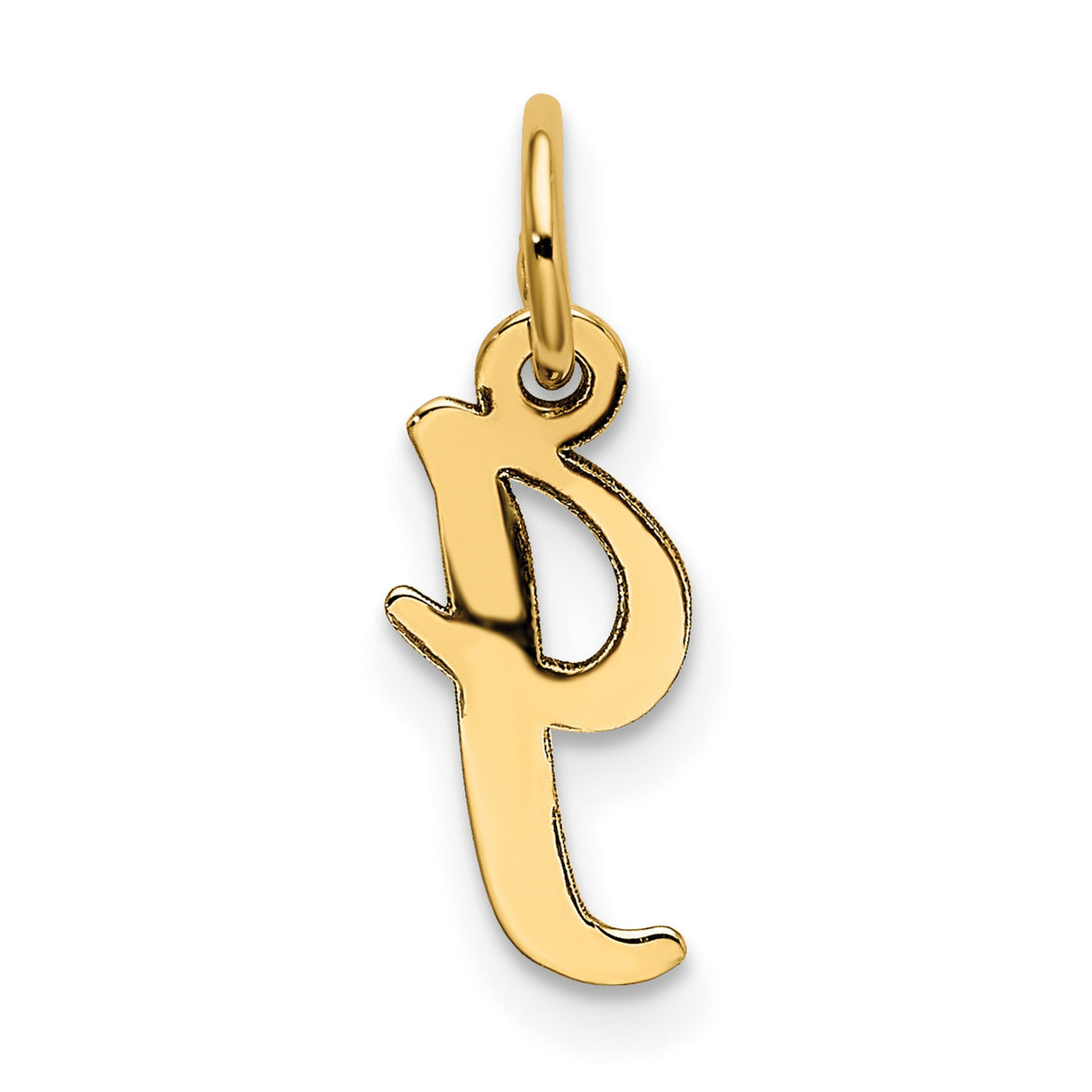 10k Yellow Gold Letter J Pendant Charm, Script Initial Monogram Jewelry for Women