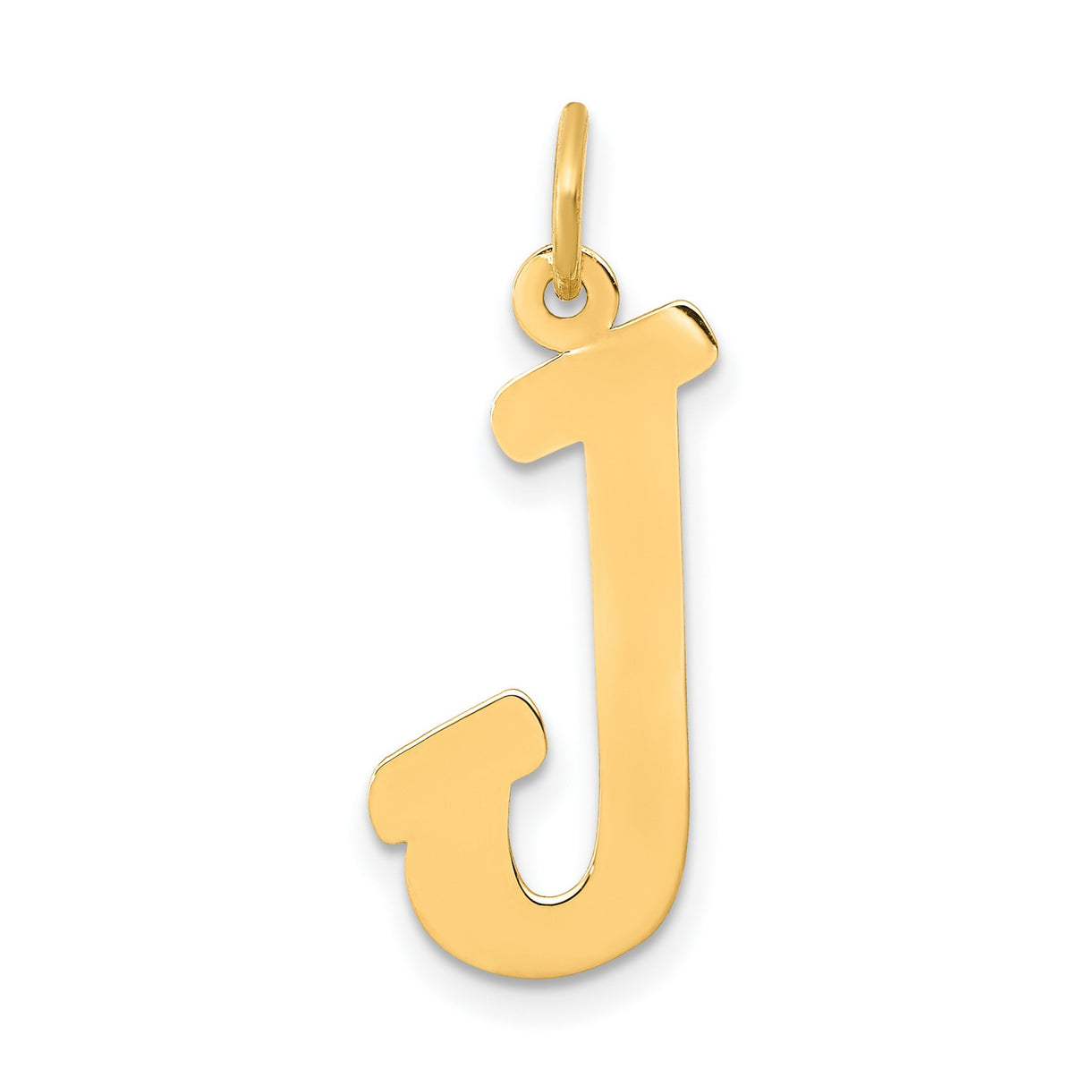 10k Yellow Gold Letter J Pendant Charm, Polished Block Initial Jewelry for Women or Unisex Wear