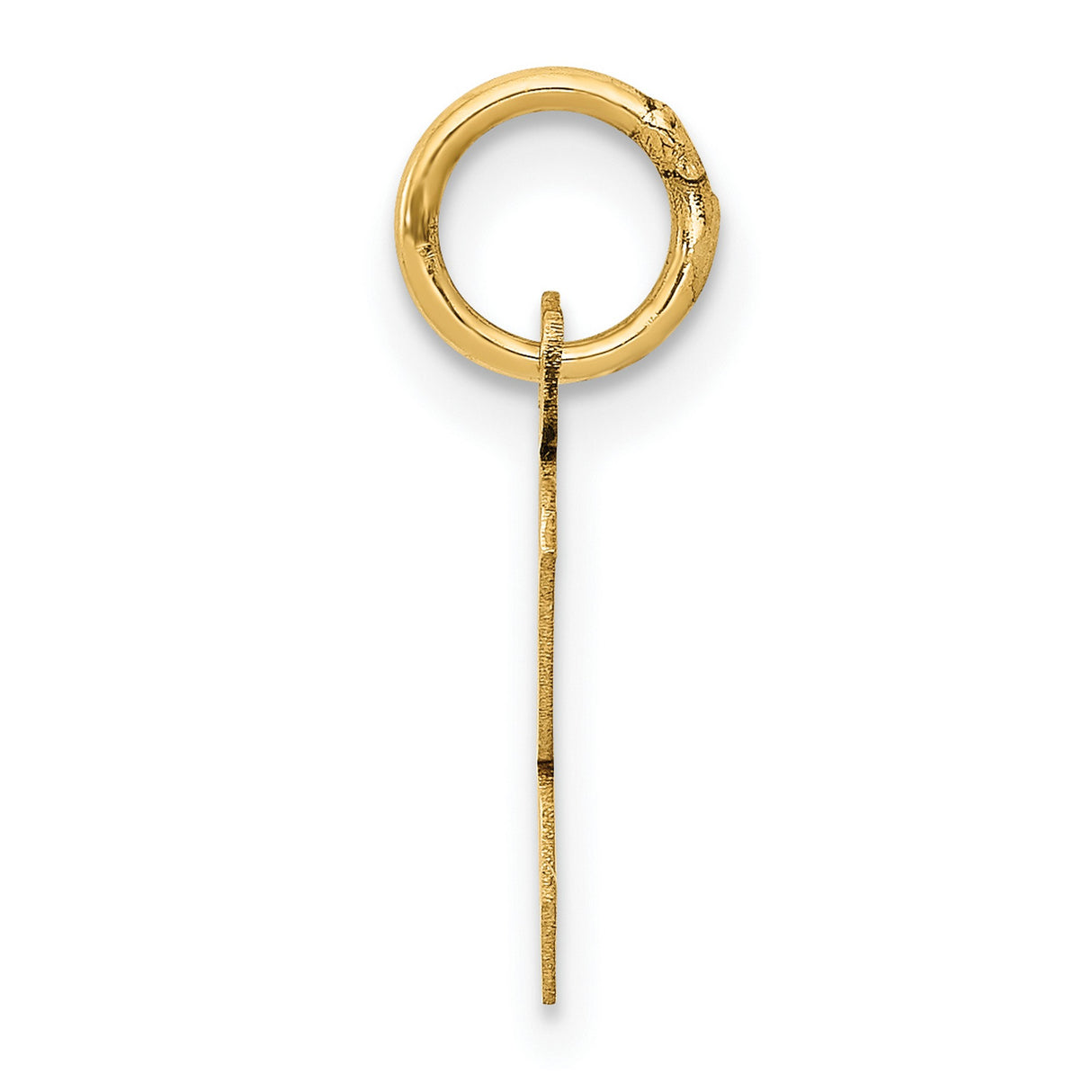 10k Yellow Gold Cursive K Pendant, Polished Script Letter Charm for Women or Unisex Wear