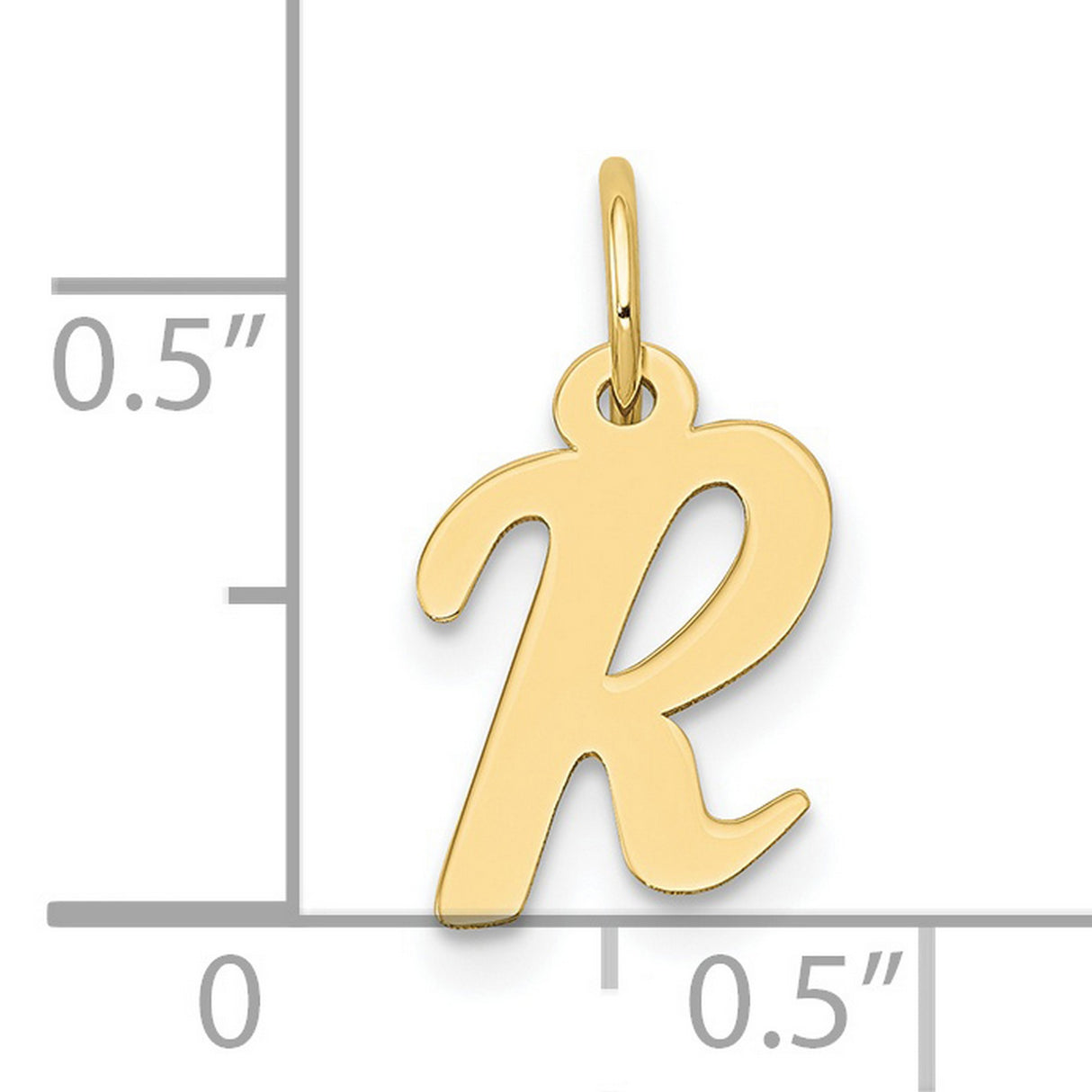 Small Script Initial R Charm Pendant in Real 10k Yellow Gold