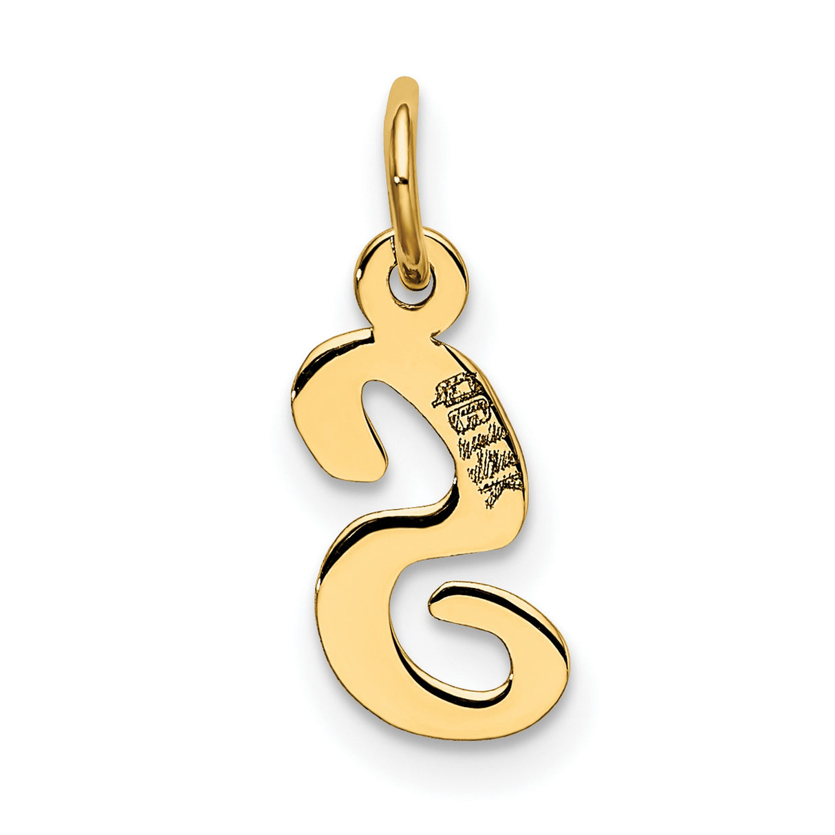 10k Yellow Gold Script Initial S Pendant Charm, Polished Alphabet Letter Jewelry for Women