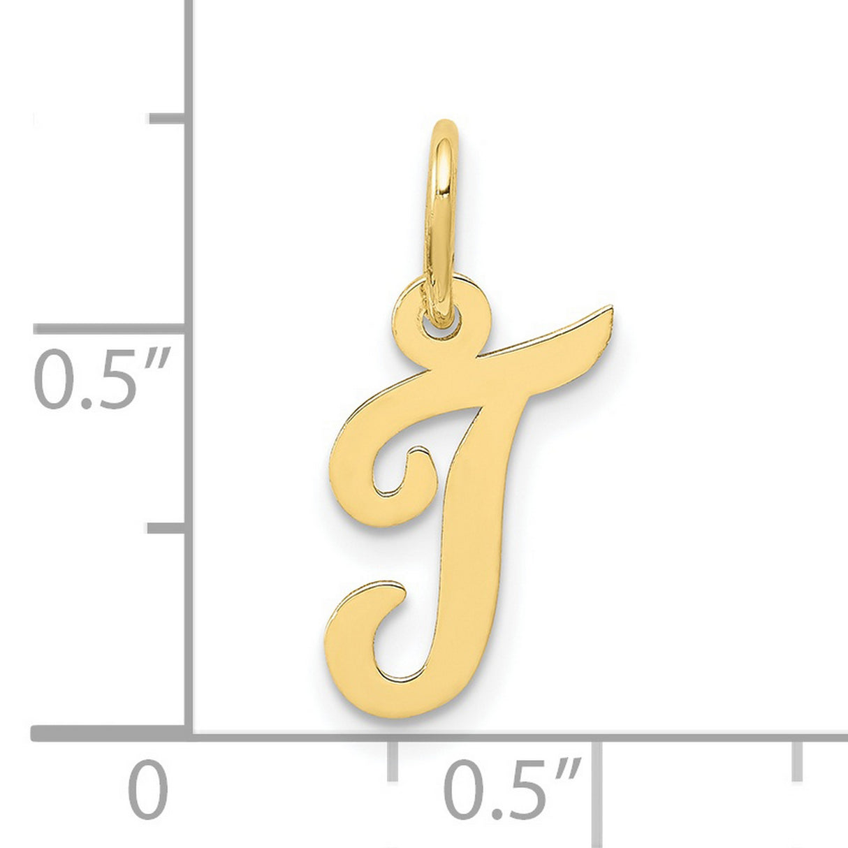10k Yellow Gold Script Initial J Pendant Charm, Polished Letter Design for Women