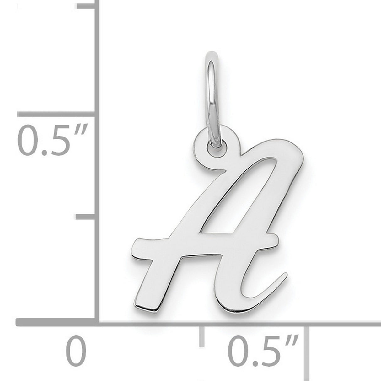 10k White Gold Script Initial A Pendant Charm, Polished Cursive Letter Monogram for Women
