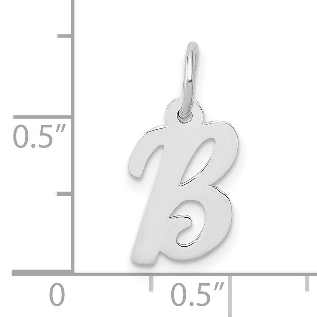 10k White Gold Initial B Pendant Charm, Script Letter Design for Women