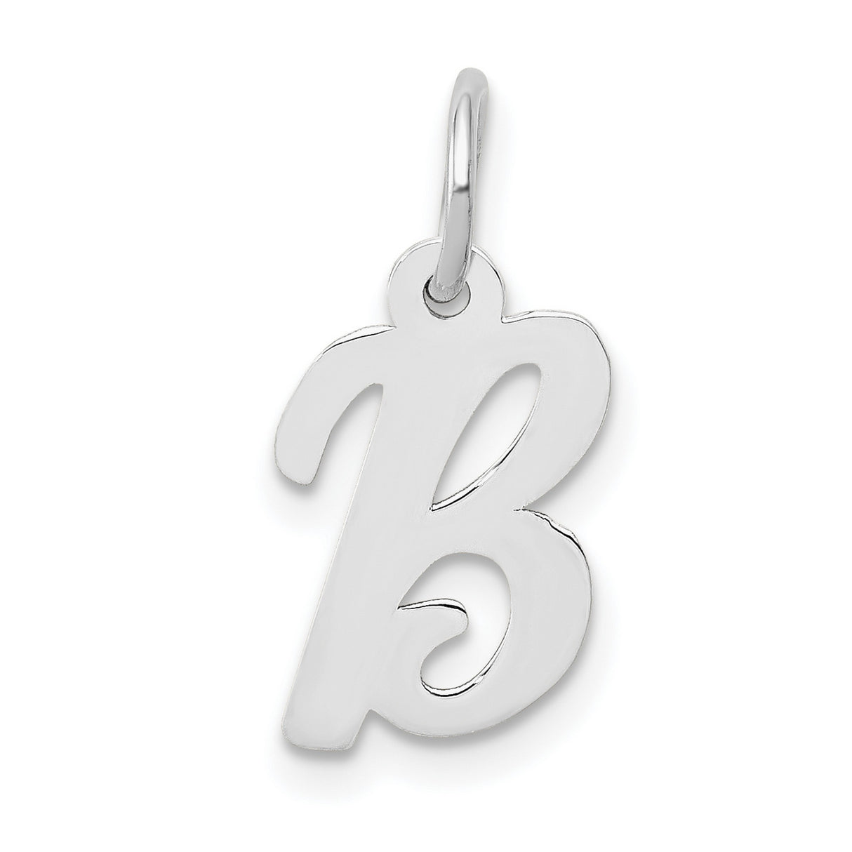 10k White Gold Initial B Pendant Charm, Script Letter Design for Women