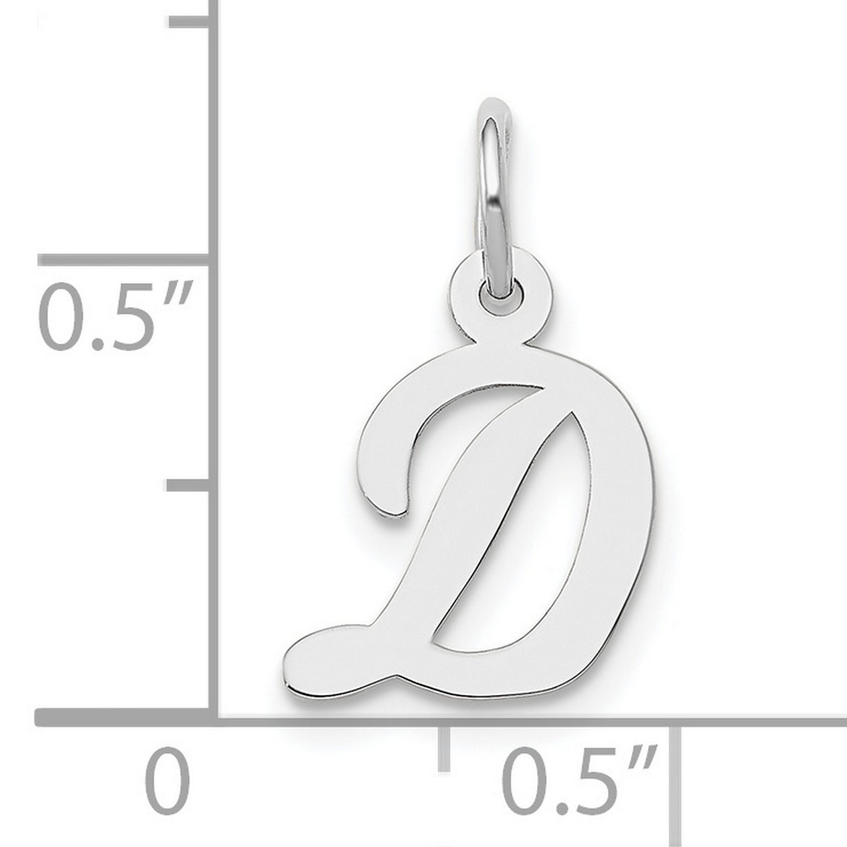 10k White Gold Script Initial D Pendant, Cursive Letter Charm for Women