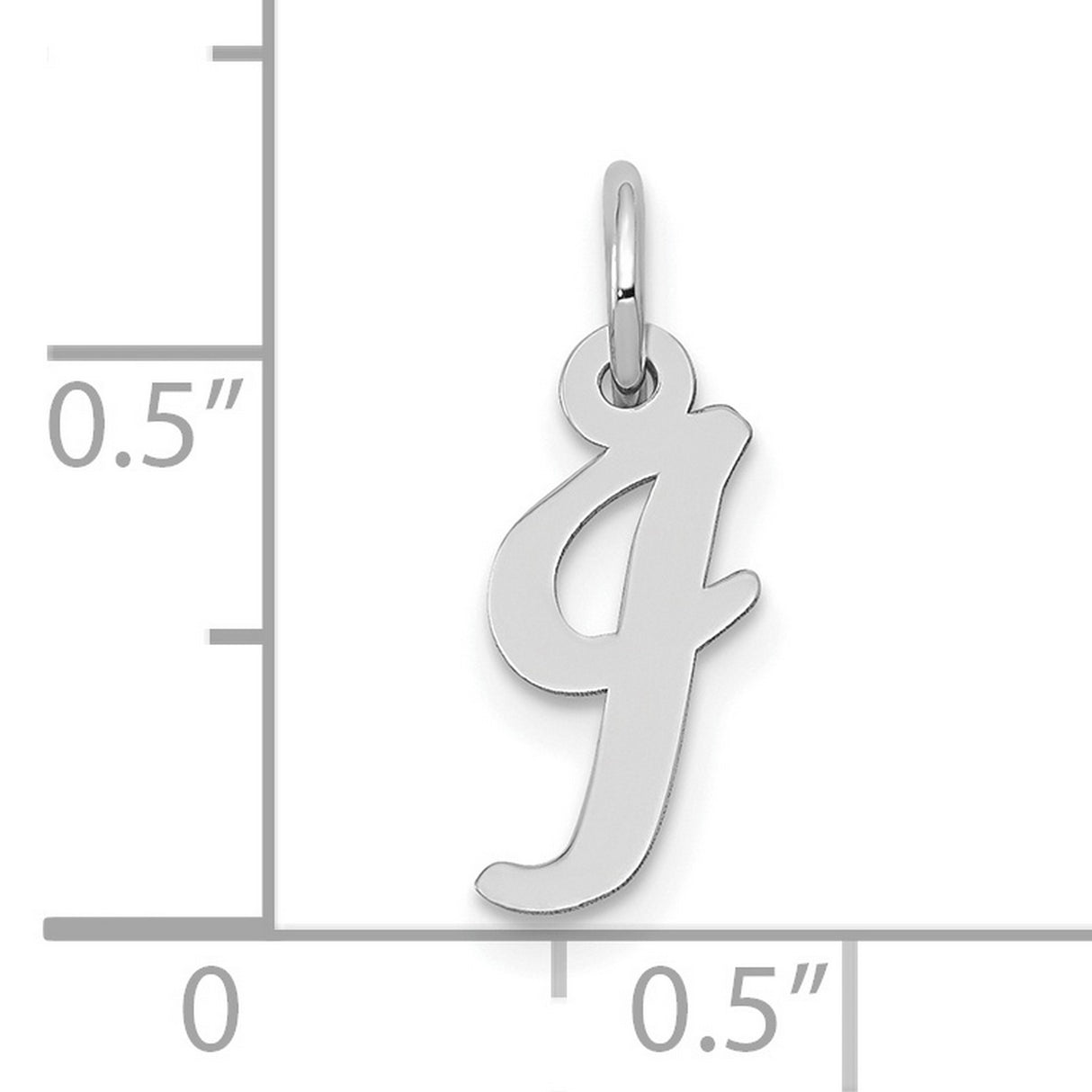 10k White Gold Initial J Script Pendant, Cursive Monogram Charm for Women