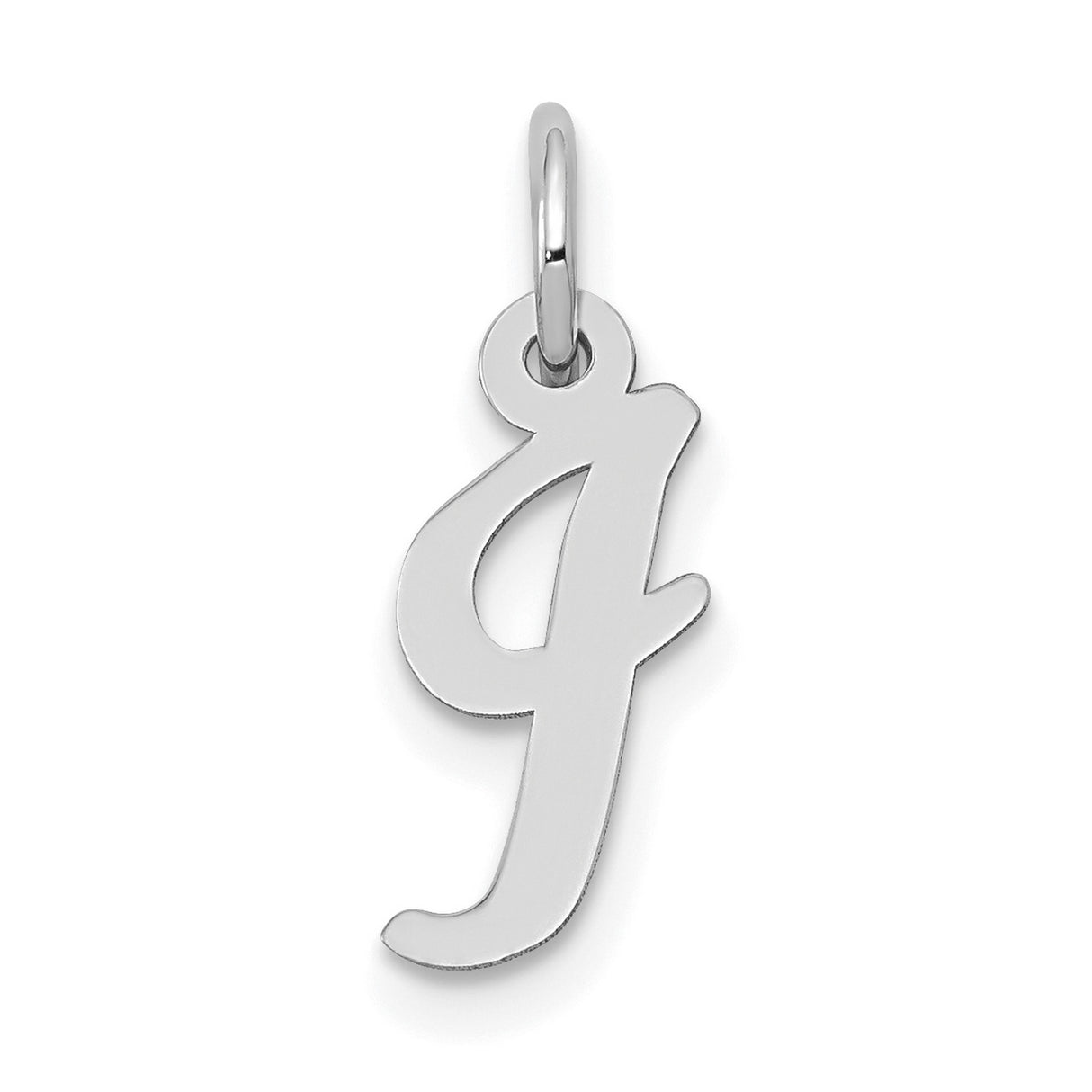 10k White Gold Initial J Script Pendant, Cursive Monogram Charm for Women