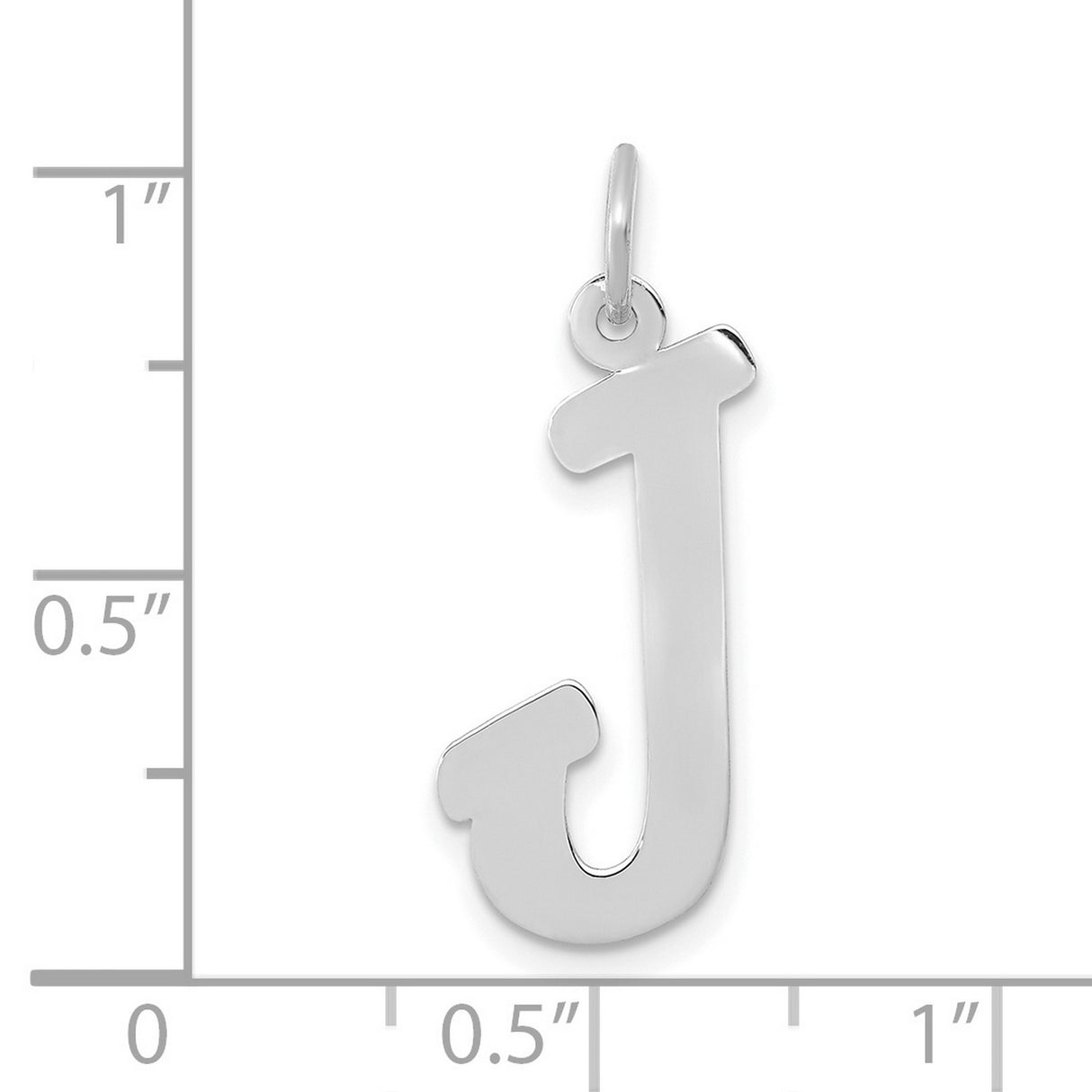 10k White Gold Initial J Pendant Charm, Polished Block Letter Design for Women or Unisex