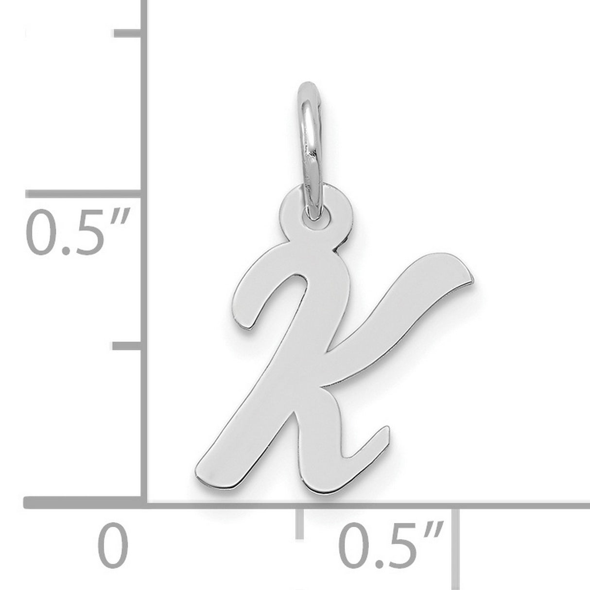 10k White Gold Initial K Pendant Charm, Script Monogram Design for Women or Unisex Wear