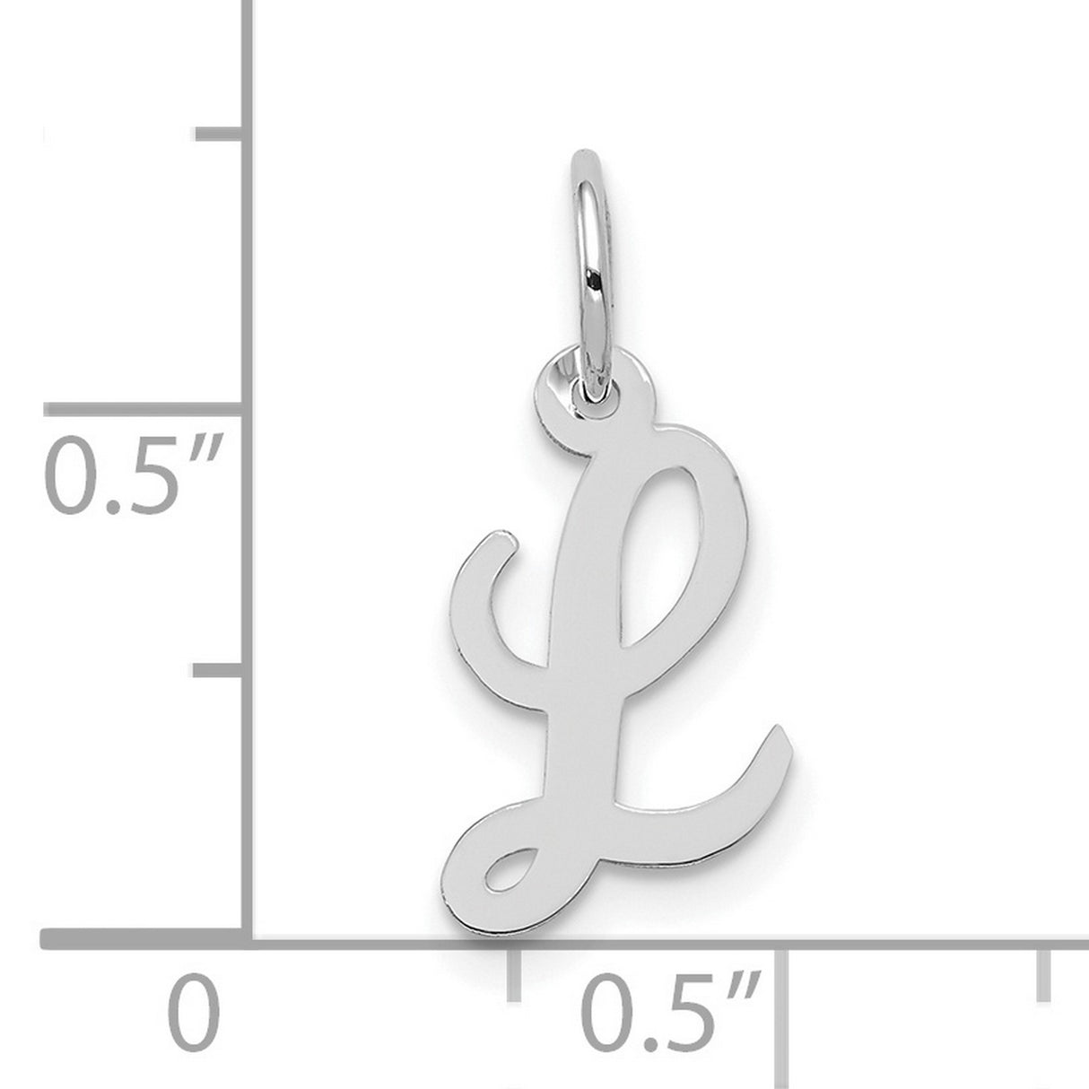 10k White Gold Letter L Pendant, Script Cursive Initial Charm for Women