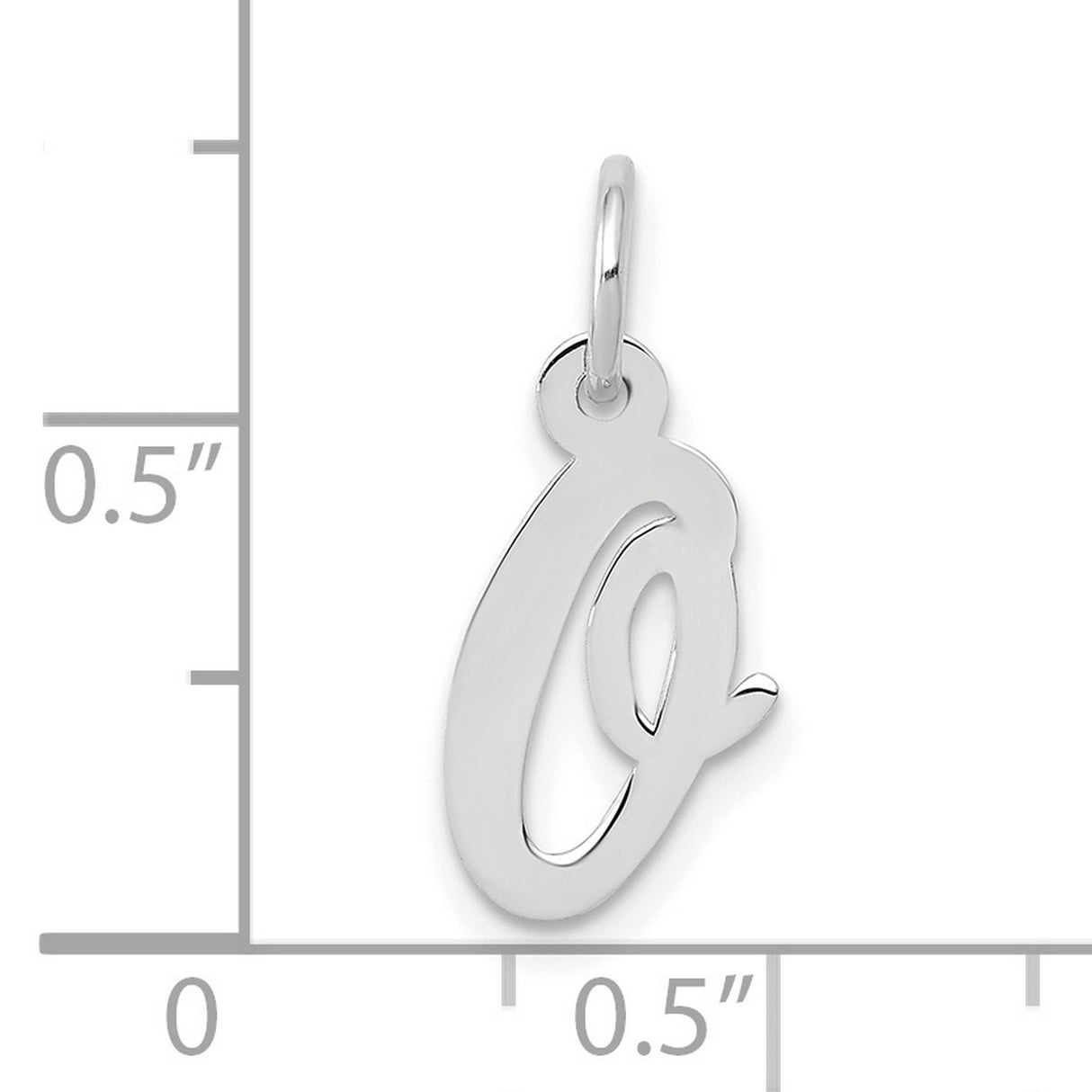 10k White Gold Letter Q Pendant, Script Initial Charm Design for Women