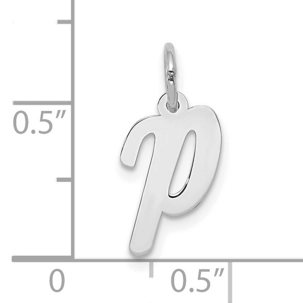 10k White Gold Letter P Pendant, Lowercase Script Initial Charm for Women