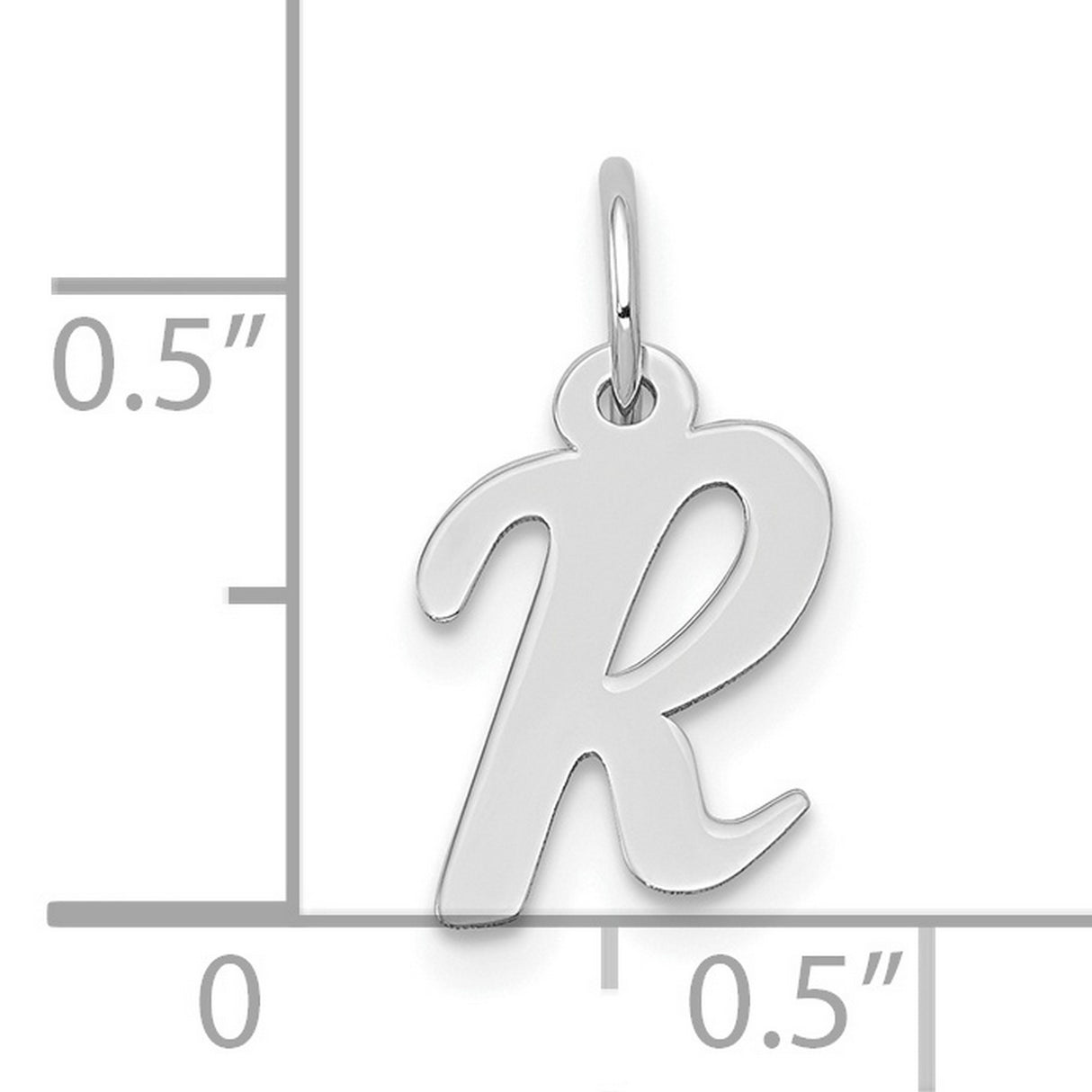 10k White Gold Initial R Pendant Charm, Script Letter Design for Women
