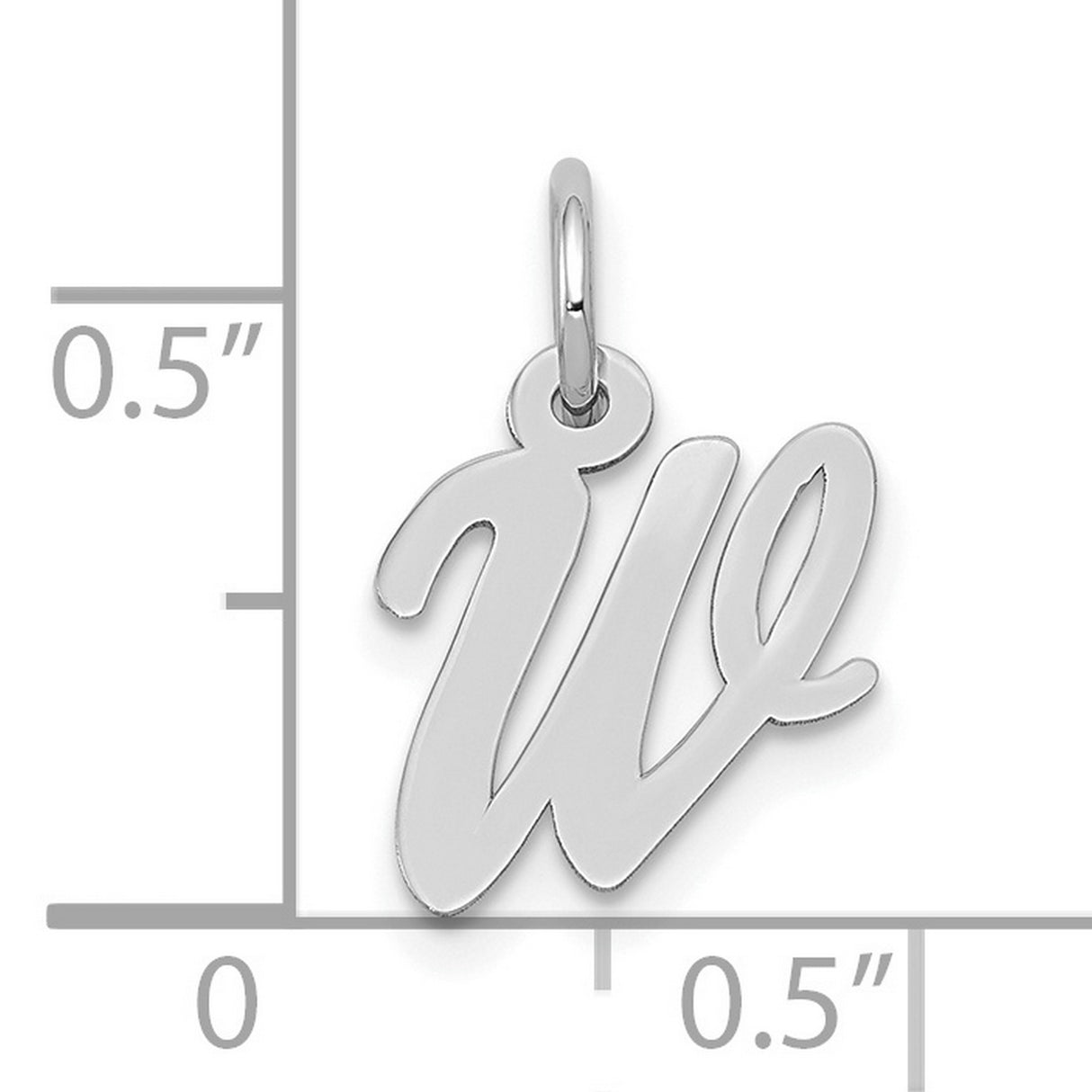 10k White Gold Pendant Charm, Script Letter W Design, Unisex Minimalist Jewelry