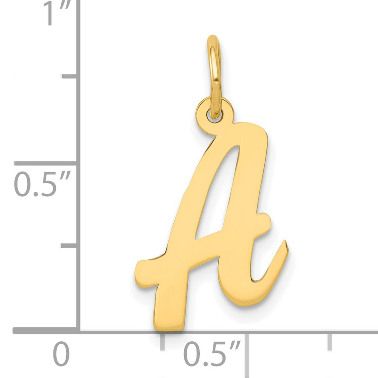 10k Yellow Gold Script Letter A Pendant Charm, Polished Cursive Initial Jewelry