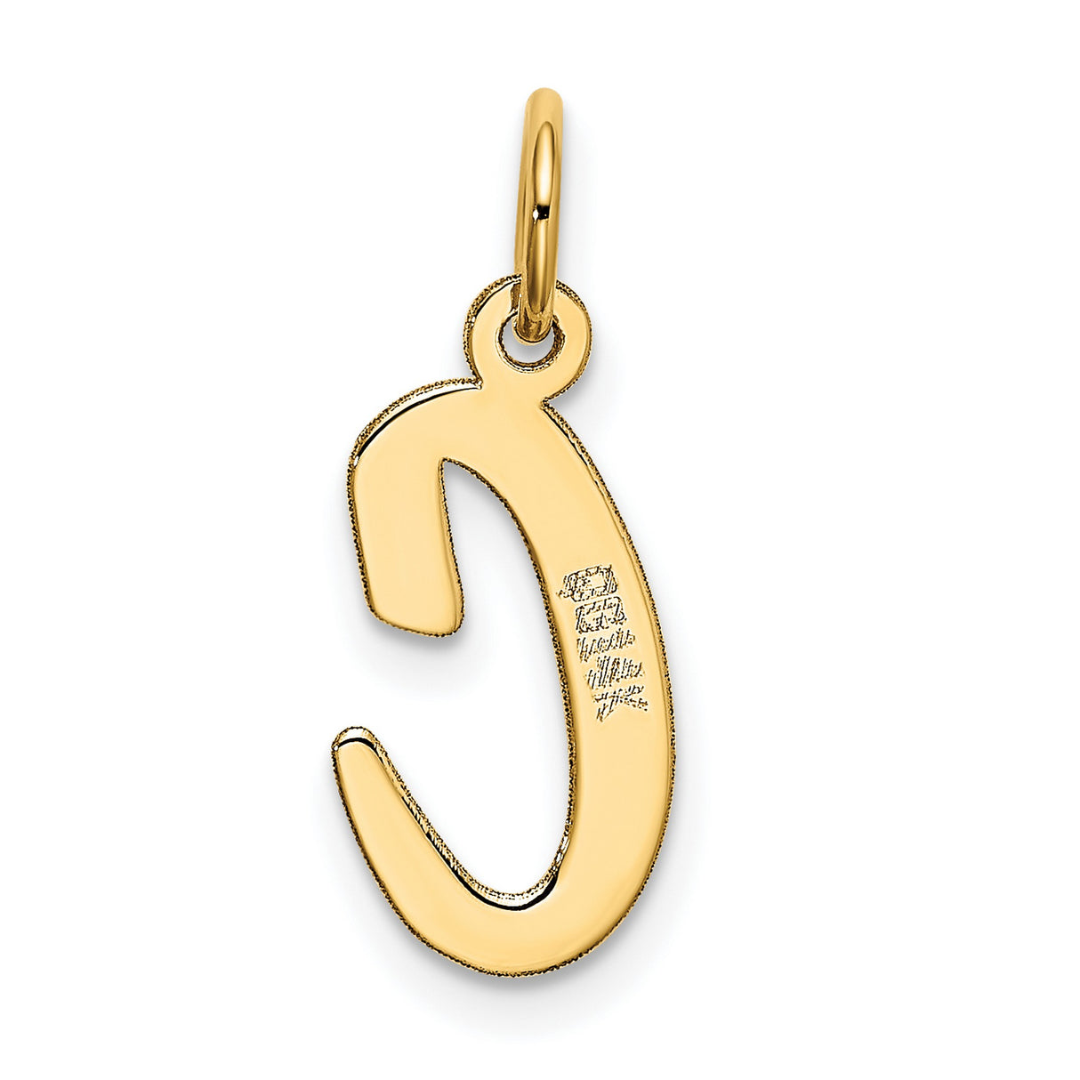 10k Yellow Gold Script Letter C Pendant, Polished Cursive Initial Charm for Women