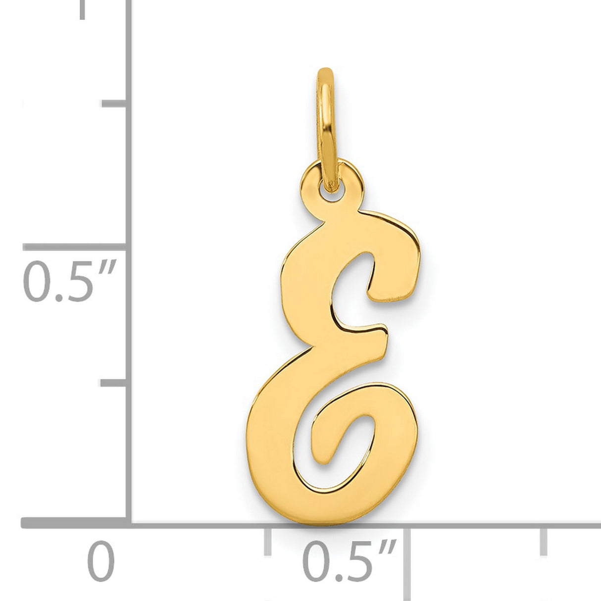 10k Yellow Gold Script Letter E Pendant, Cursive Initial Charm for Women