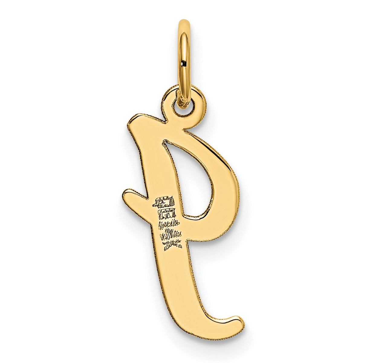 10k Yellow Gold Initial J Pendant, Polished Script Letter Charm for Women