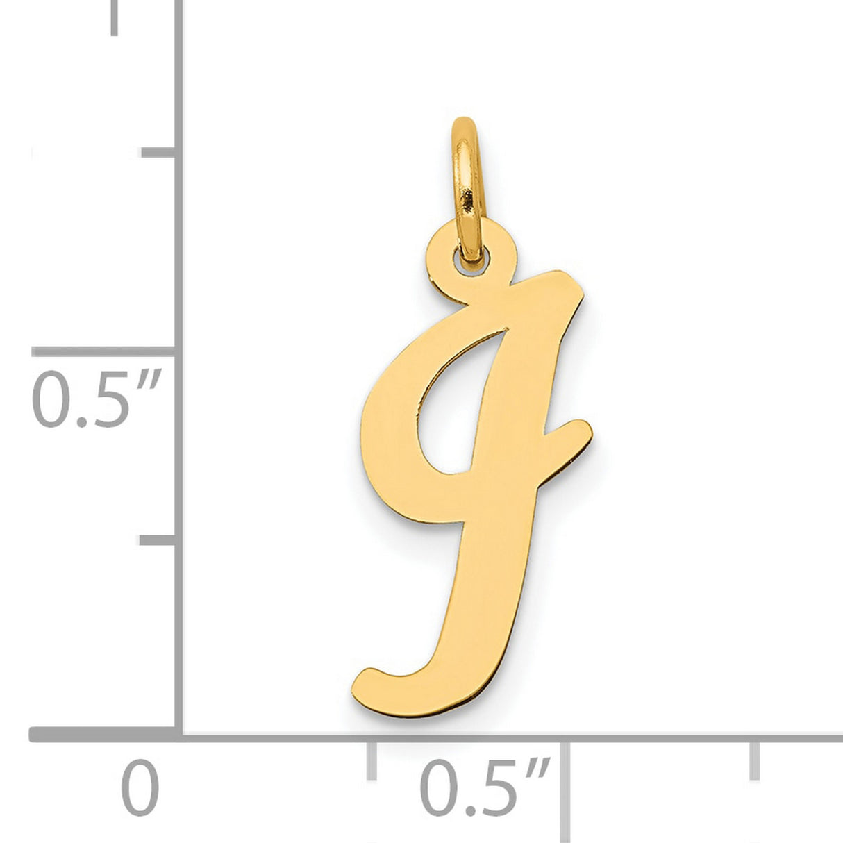 10k Yellow Gold Initial J Pendant, Polished Script Letter Charm for Women