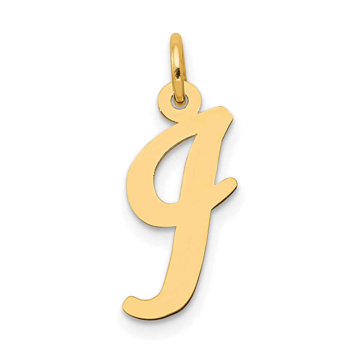 10k Yellow Gold Initial J Pendant, Polished Script Letter Charm for Women